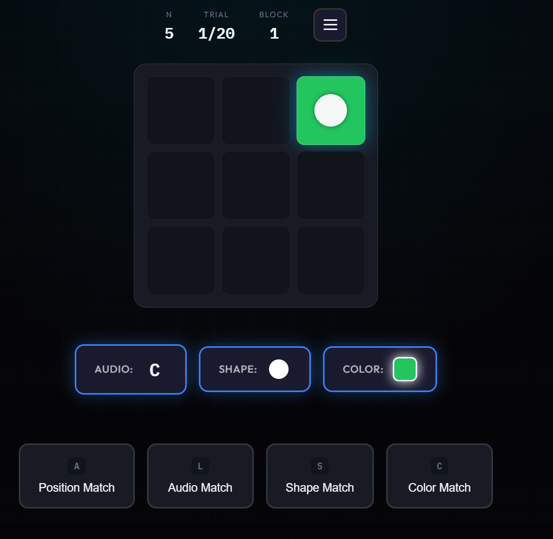 NBack brain training game.